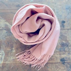 Vintage blush pink soft knit tassel scarf acrylic